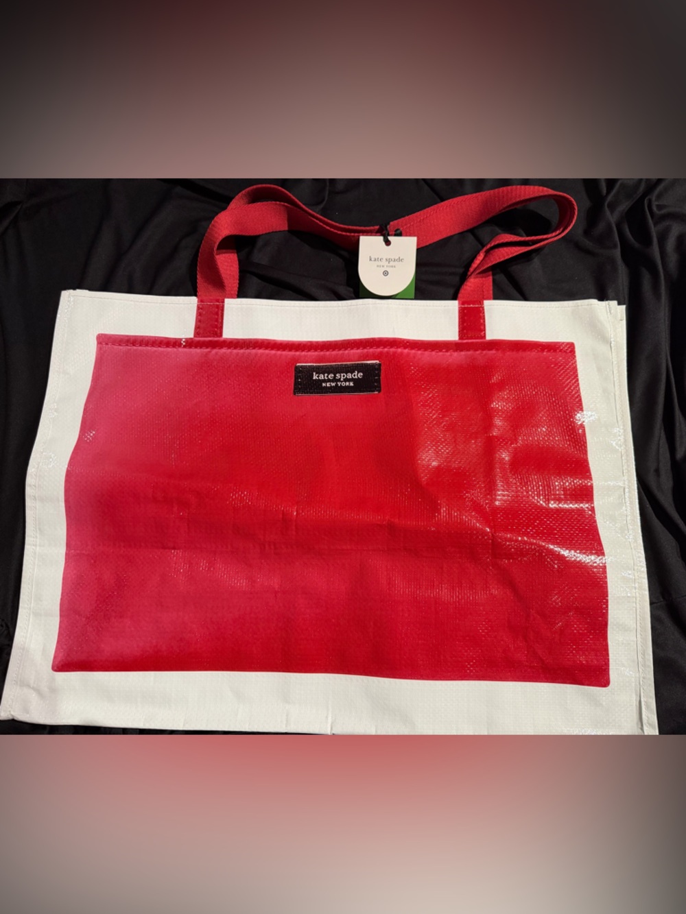 Kate Spade New York Large reusable vinyl Red and White shopping bag
18X24X10